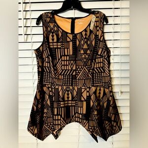 NWT Lane Bryant Tank Top Womens 14/16 Black Mesh Stretchy Knit Asymmetric